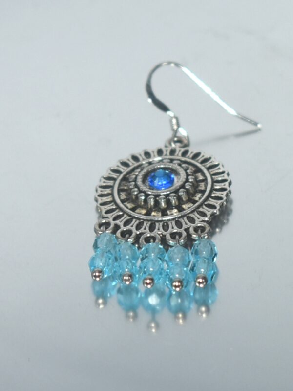 Pendientes de zamak con cristal color aguamarina