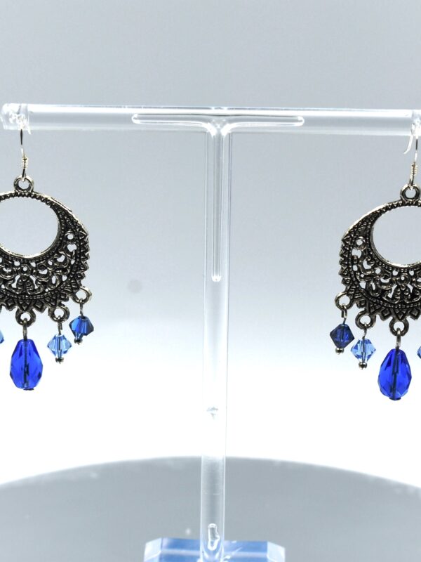 Pendientes de zamak con cristal colores aguamarina y cobalto