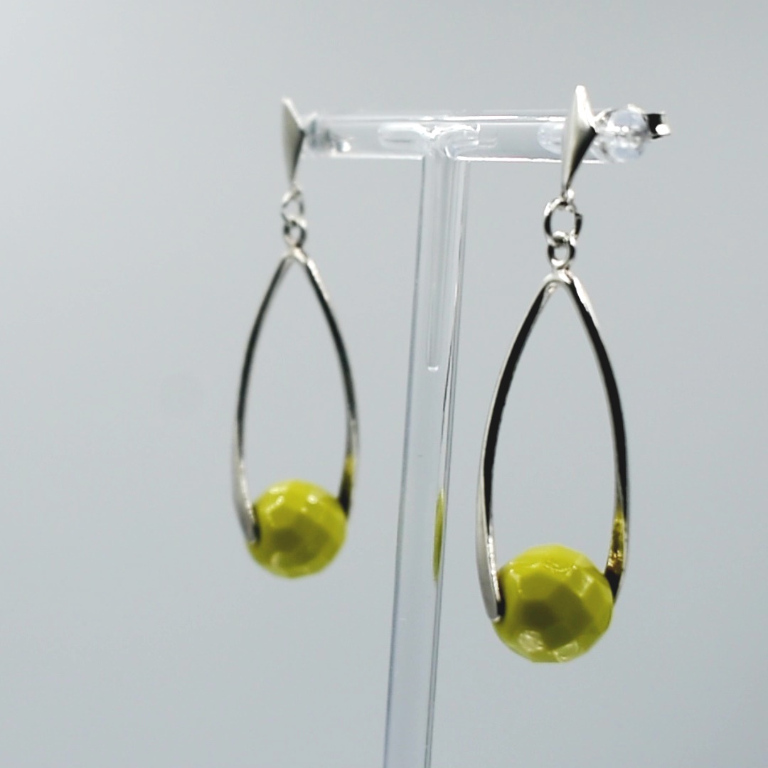 Pendientes midi de plata 925 con cristal checo color olivina opaco
