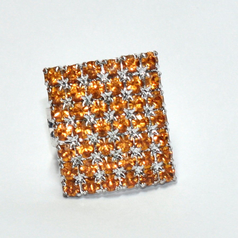 Sortija de cristal austriaco color ámbar dorado