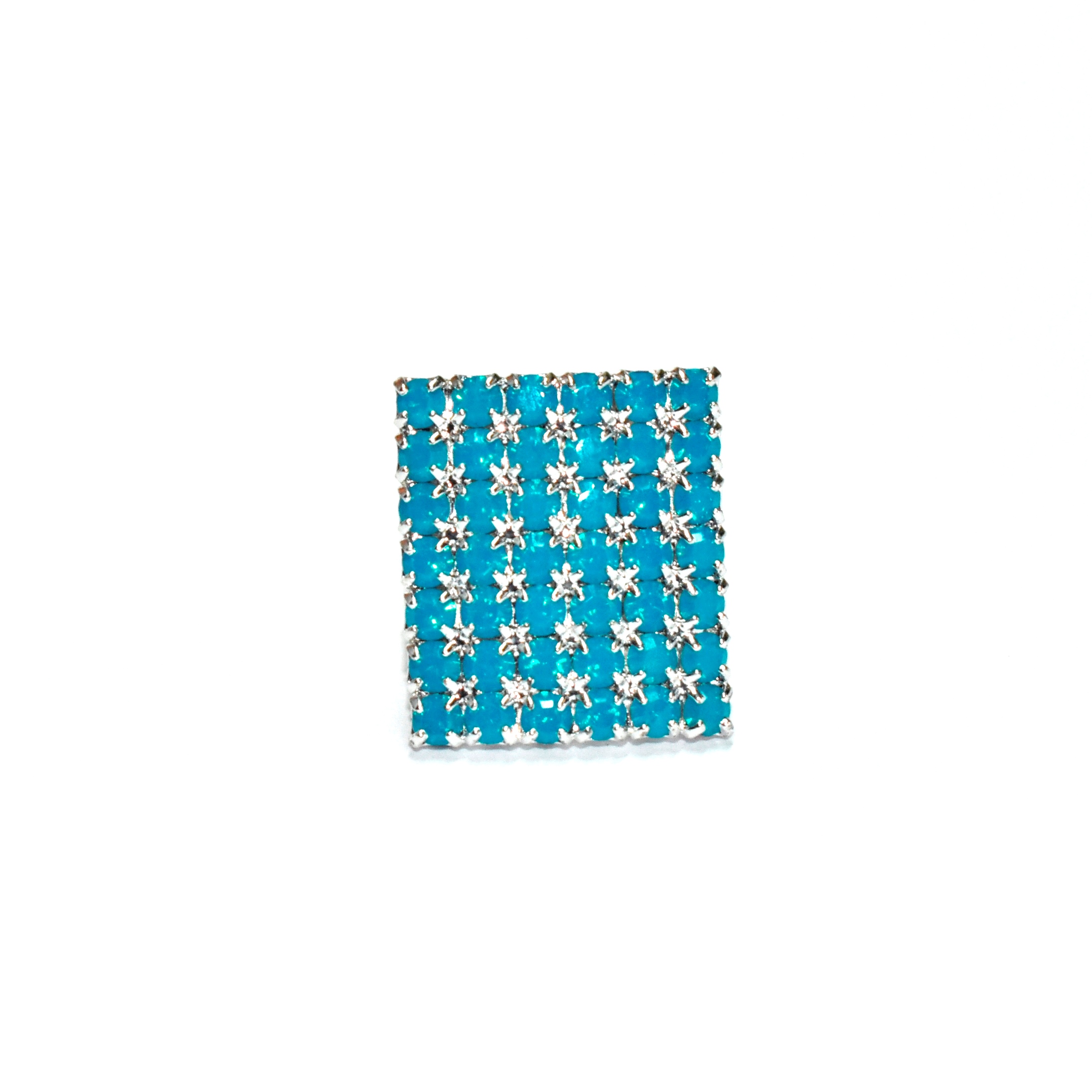 Sortija de cristal austriaco color azul Caribe