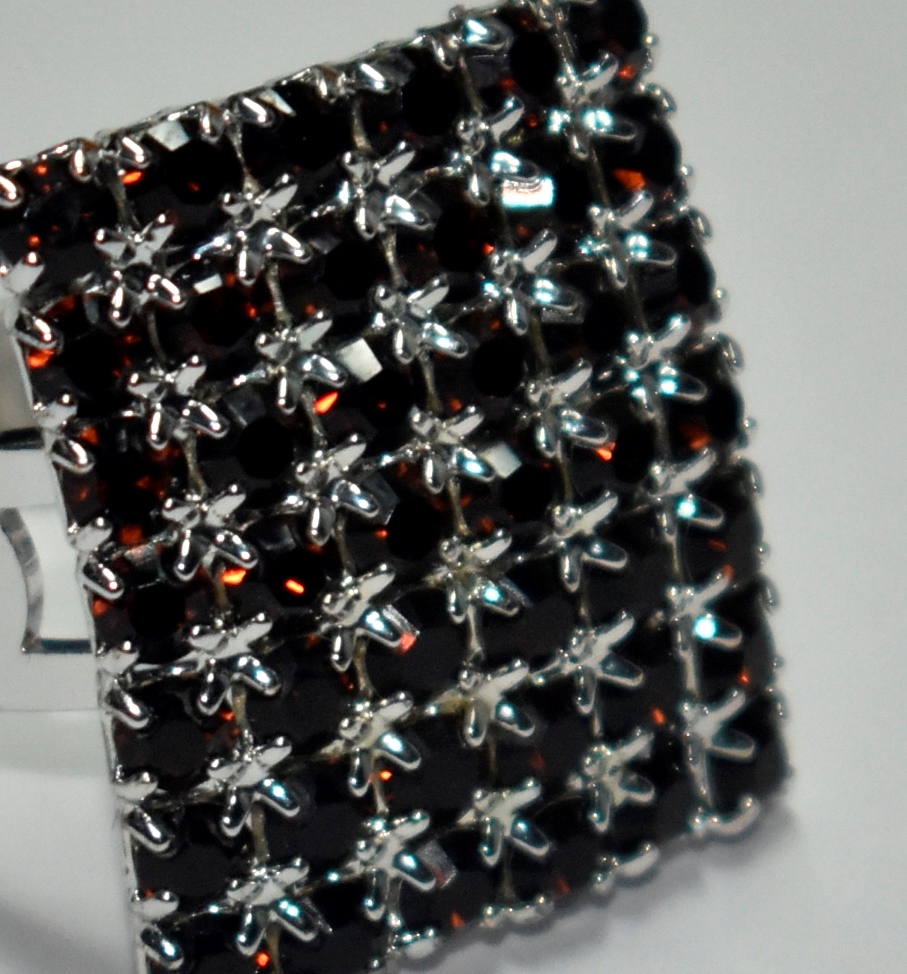 Sortija de cristal austriaco color ámbar oscuro