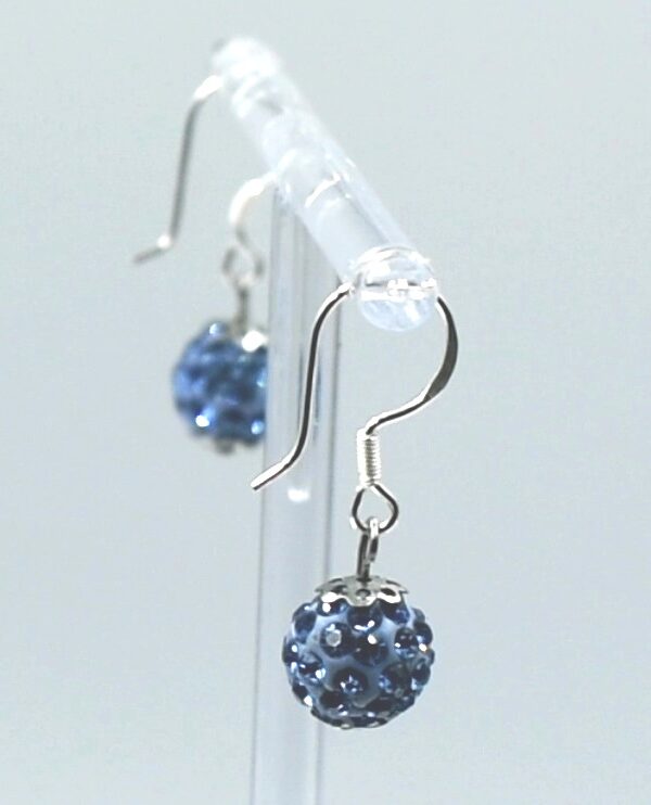 Pendientes de plata 925 con shamballa color azul aguamarina