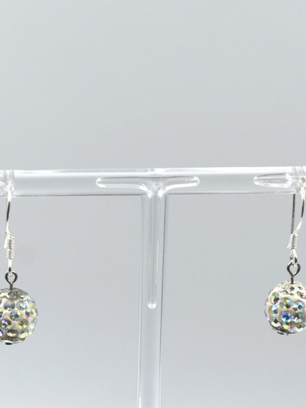 Pendientes de plata 925 con shamballa transparente