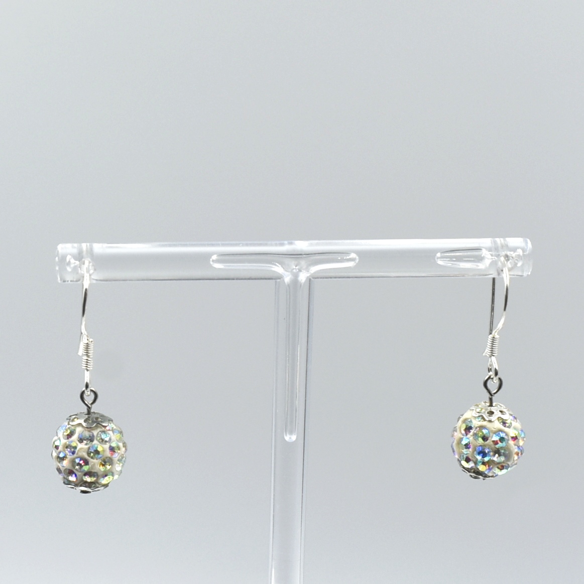Pendientes de plata 925 con shamballa transparente