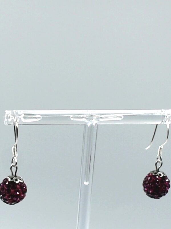 Pendientes de plata 925 con shamballa color fucsia