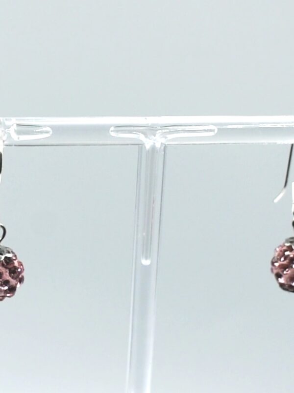 Pendientes de plata 925 con shamballa color rosa