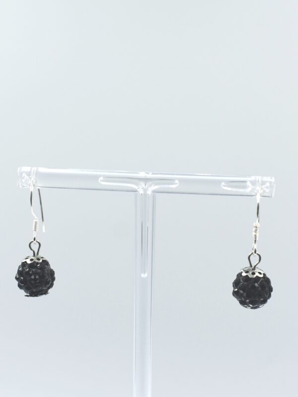 Pendientes de plata 925 con shamballa color negro