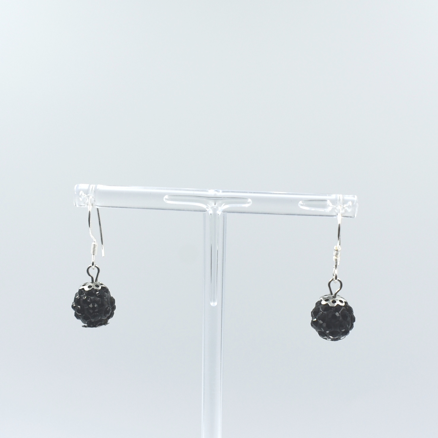 Pendientes de plata 925 con shamballa color negro