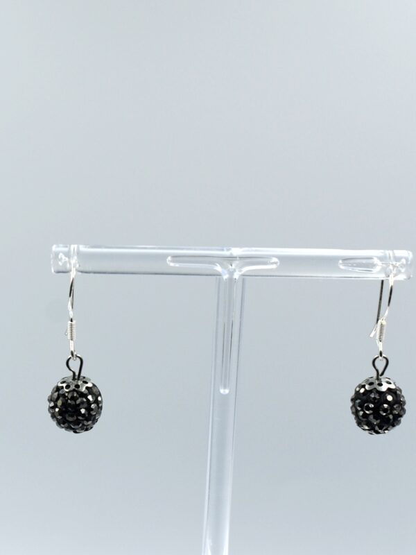 Pendientes de plata 925 con shamballa color gris