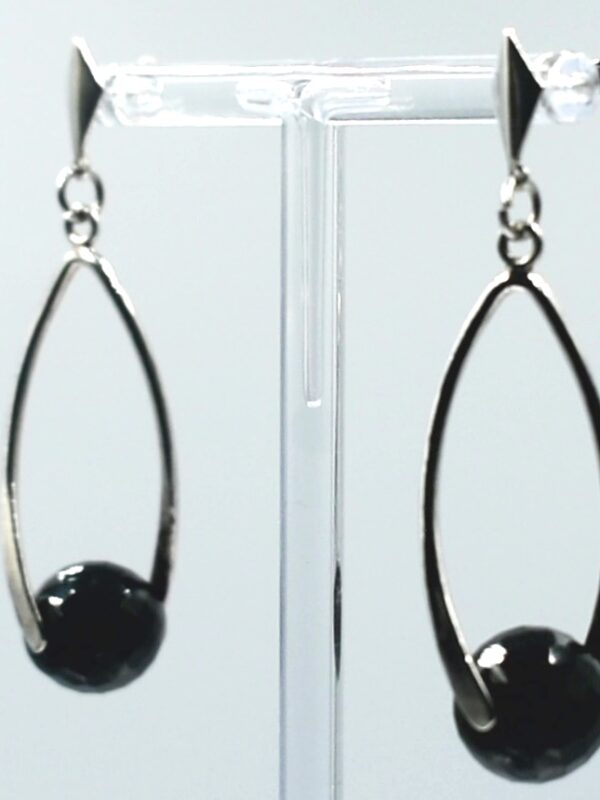 Pendientes midi de plata 925 con cristal checo color negro