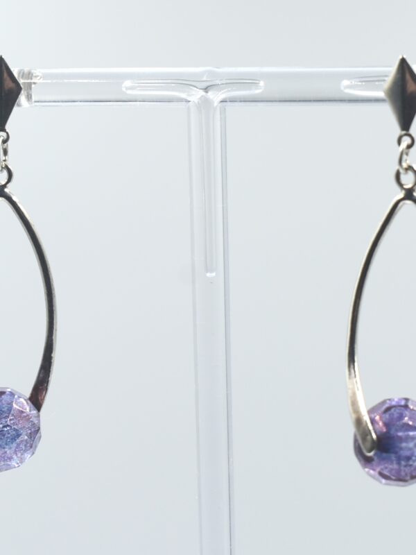 Pendientes midi de plata 925 con cristal checo color lumi amatista