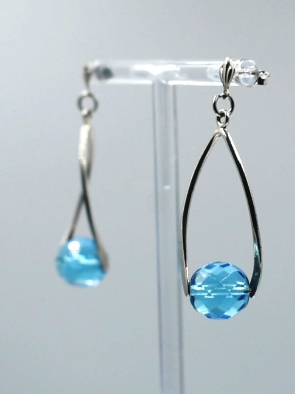 Pendientes midi de plata 925 con cristal checo color aguamarina