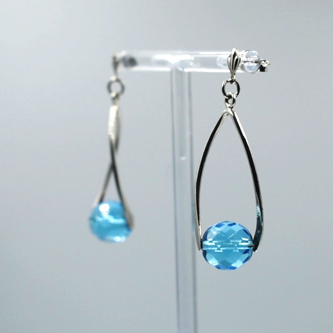 Pendientes midi de plata 925 con cristal checo color aguamarina