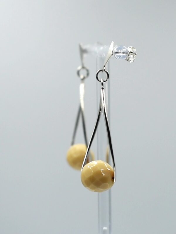 Pendientes midi de plata 925 con cristal checo color beige