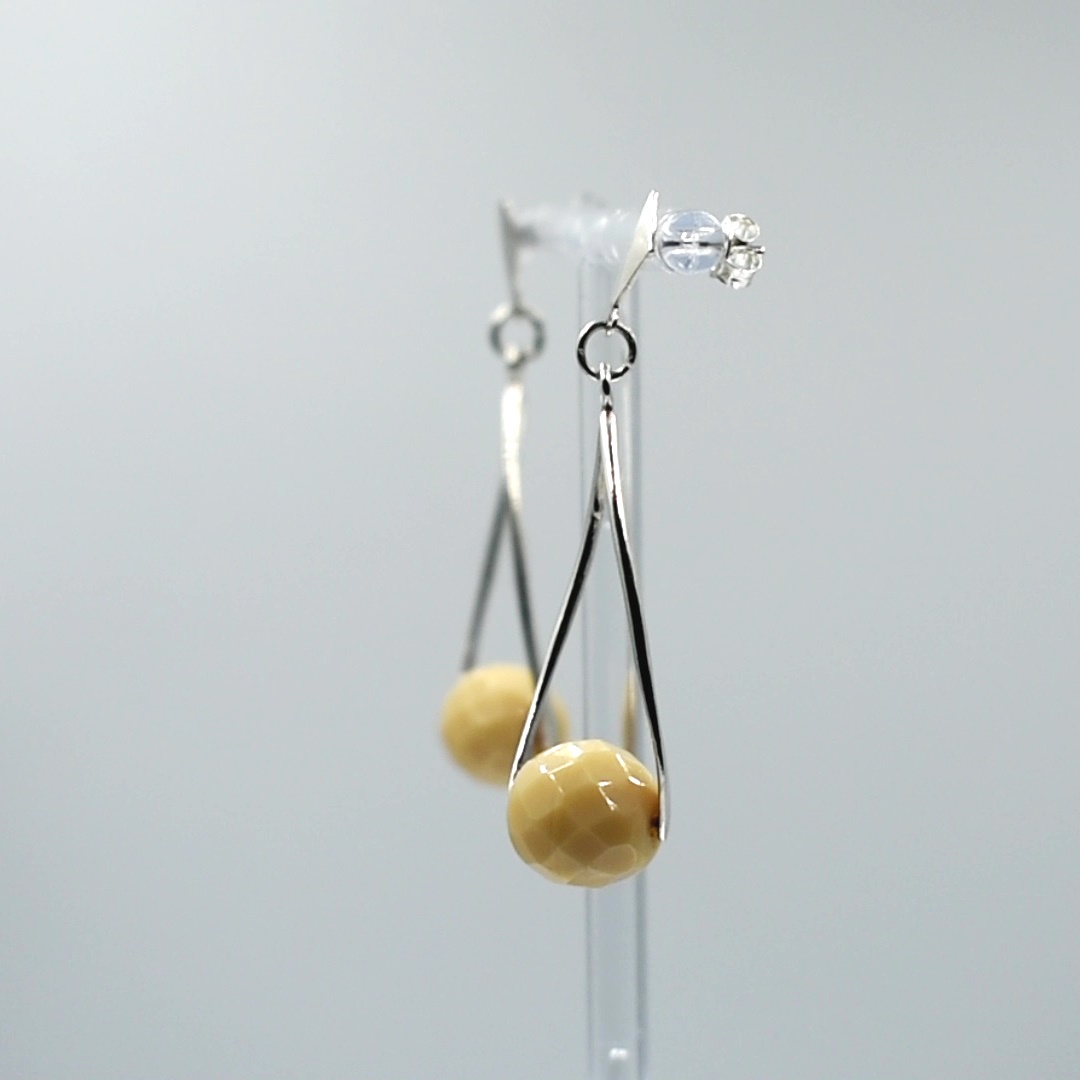 Pendientes midi de plata 925 con cristal checo color beige
