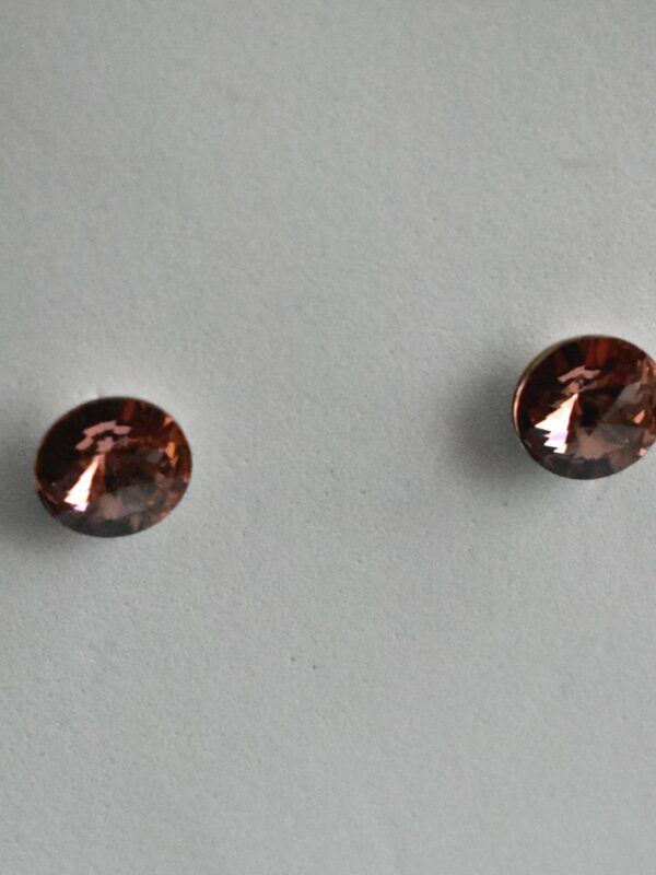 Pendientes de plata de ley 925 y cristal austriaco 10 mm color rosa vino