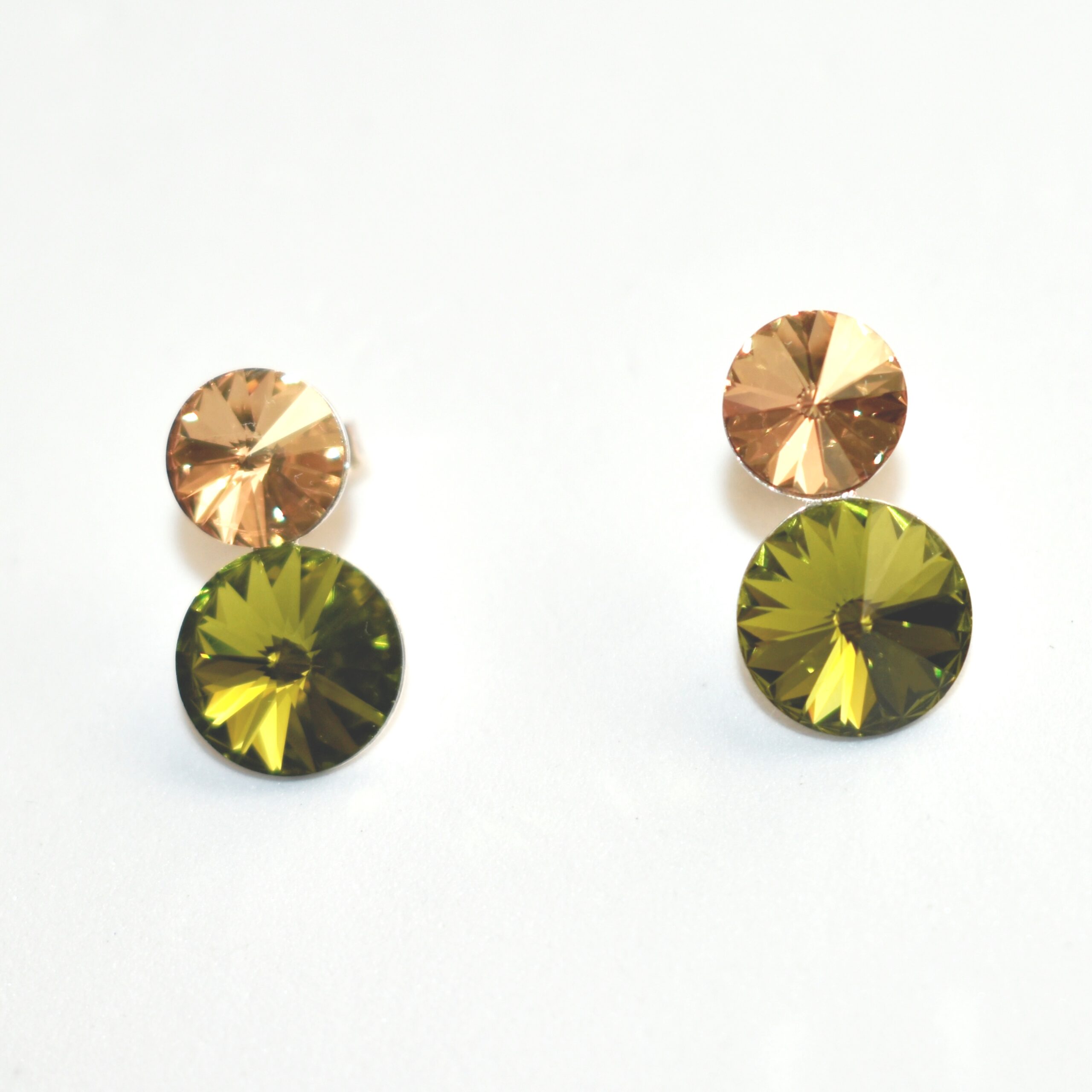 Pendientes plata de ley 925 con 2 tonos de cristal austriaco