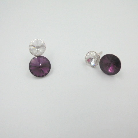 Pendientes plata de ley 925 con 2 tonos de cristal austriaco