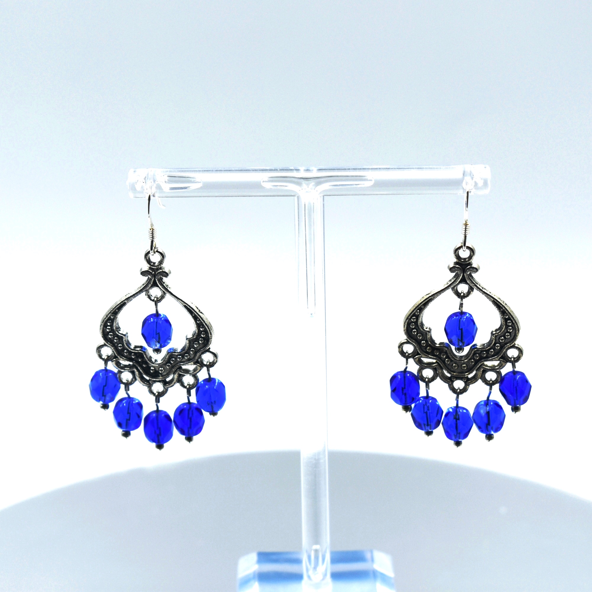 Pendientes de zamak con cristal color cobalto