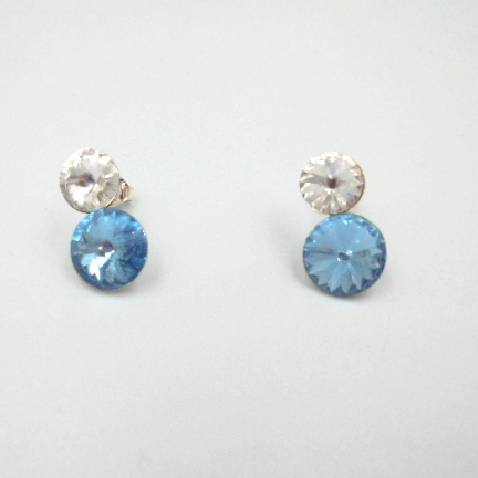 Pendientes plata de ley 925 con 2 tonos de cristal austriaco