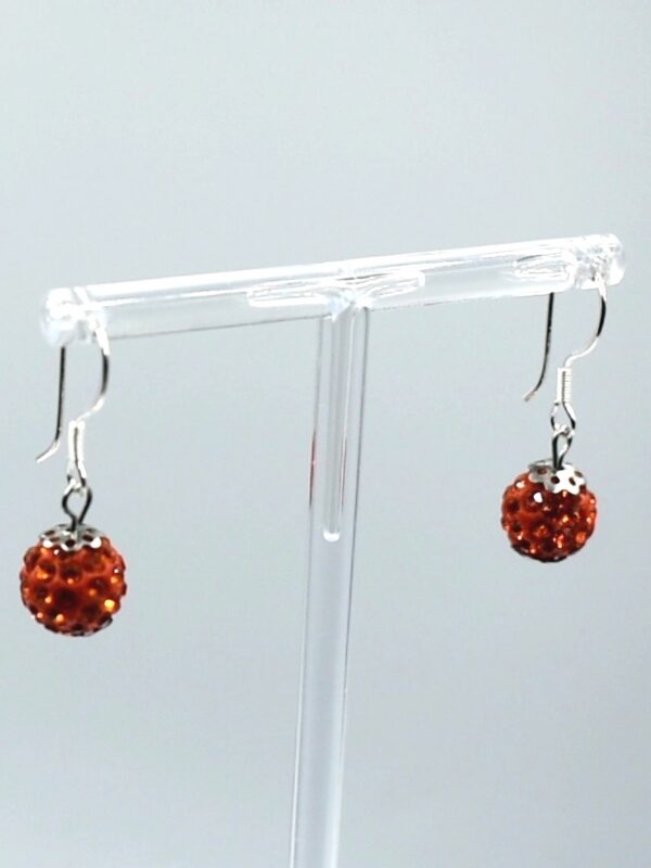 Pendientes de plata 925 con shamballa color naranja