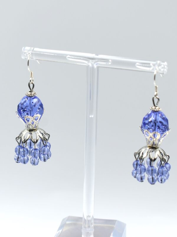 Pendientes de plata y zamak con cristal color malva