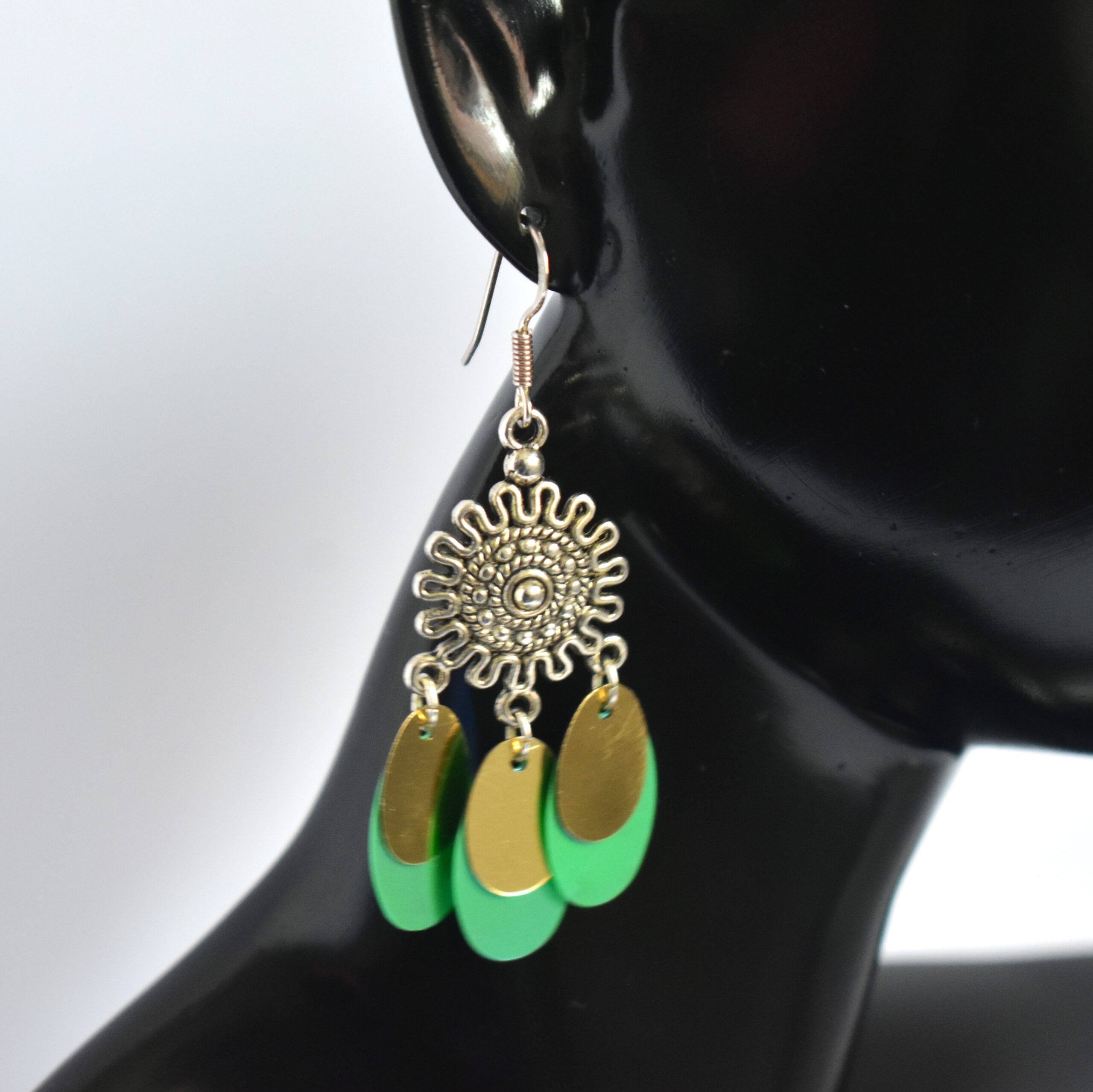 Pendientes semilargos de plata 925 y acetato