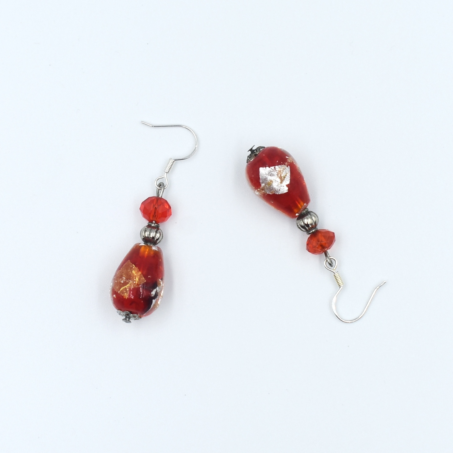 Pendientes semilargos de cristal italiano