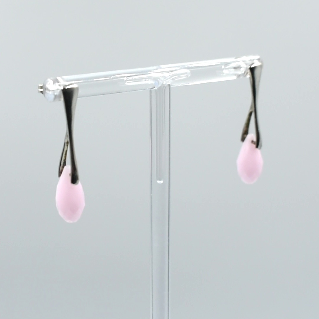 Pendientes semilargos con cristal austriaco rosa