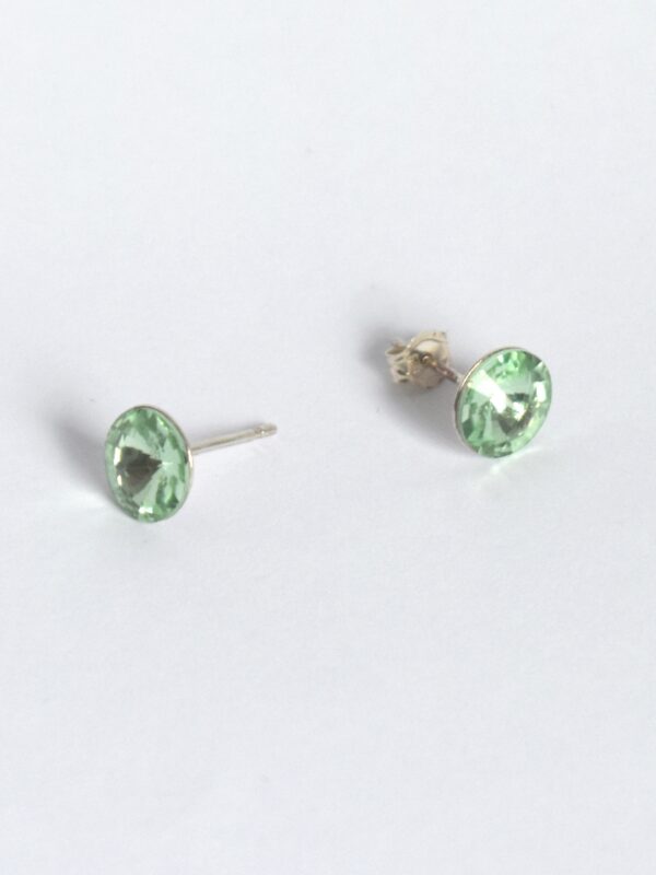 Pendientes de plata 925 y cristal austriaco 8 mm color verde agua