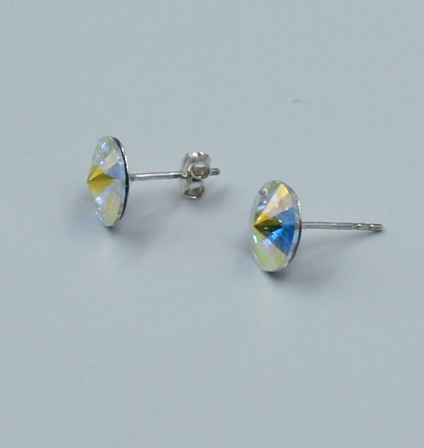 Pendientes de plata de ley 925 y cristal austriaco 10 mm color cristal AB