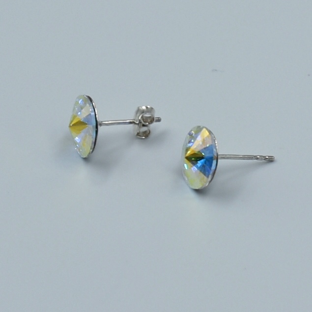 Pendientes de plata de ley 925 y cristal austriaco 8 mm color cristal AB