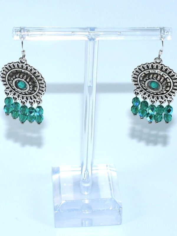 Pendientes de zamak con cristal color verde menta