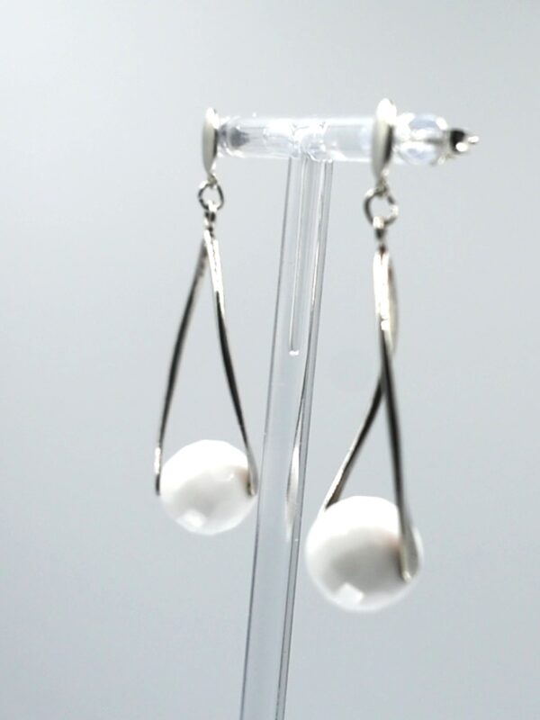 Pendientes midi de plata 925 con cristal checo color blanco opaco